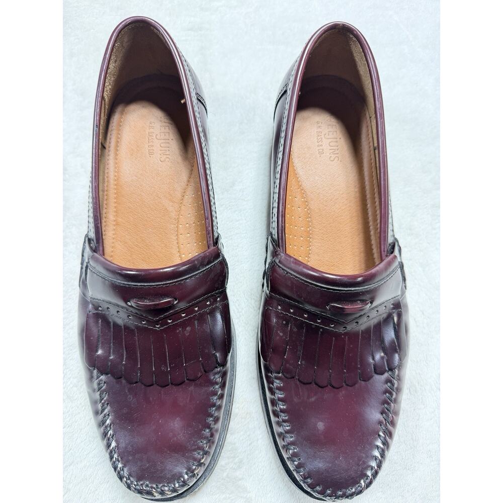 GH Bass Weejuns Layton Burgundy Leather Kiltie Tassel Loafers 10.5D